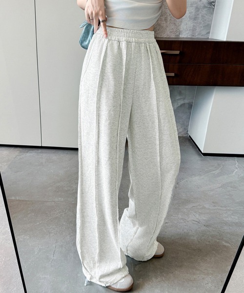 Miniministore(ミニミニストア)の「ワイドスウェットパンツ フロントライン(スウェットパンツ・レディース・ダークグレー/ブラック/ライトグレー・FREE)」の5枚目の写真