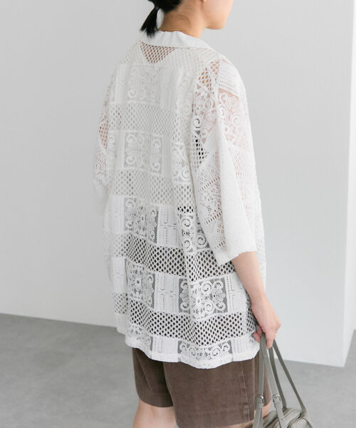 ear PAPILLONNER(イアパピヨネ)の「レースシャツ【SUM1 STYLE(スミスタイル)】(シャツ/ブラウス・レディース・ブラック/ホワイト・FREE)」の5枚目の写真