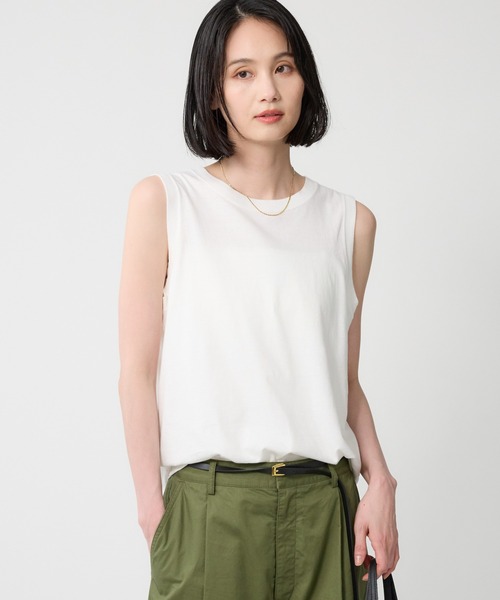 BABYLONE（バビロン）の「コットンリネンテンジクノースリ（タンクトップ・レディース・ライトブルー/ホワイト/ブラック/ライトブラウン・フリー）」の2枚目の写真