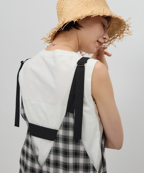 BABYLONE（バビロン）の「コットンリネンテンジクノースリ（タンクトップ・レディース・ライトブルー/ホワイト/ブラック/ライトブラウン・フリー）」の5枚目の写真