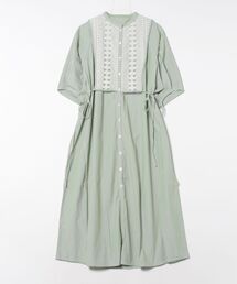 STYLEBLOCK（スタイルブロック）の「ストライプ×レース切替バンドカラーシャツワンピース（ワンピース）」