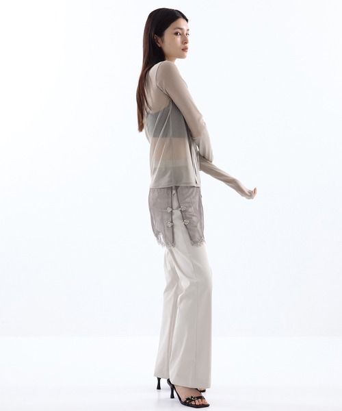 tanakadaisuke（タナカダイスケ）の「【tanakadaisuke/タナカダイスケ】flower tulle skirt pants/フラワーレーススカートパンツ（その他パンツ・レディース・ブラック/グレー・2/1）」の21枚目の写真