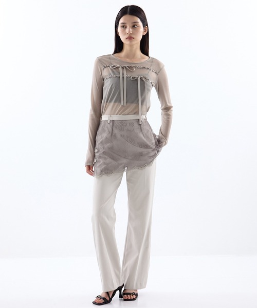 tanakadaisuke（タナカダイスケ）の「【tanakadaisuke/タナカダイスケ】flower tulle skirt pants/フラワーレーススカートパンツ（その他パンツ・レディース・ブラック/グレー・2/1）」の18枚目の写真