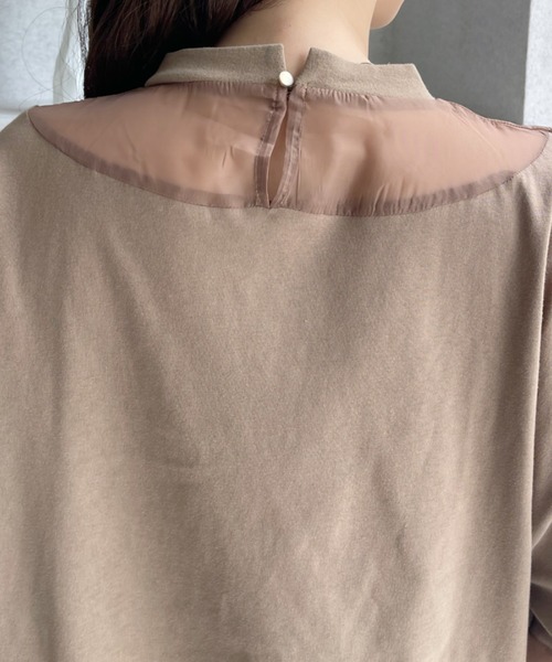 Eclat one(エクラワン)の「【Eclat one】シアー切り替えパフスリーブ Tシャツ(Tシャツ/カットソー・レディース・オフホワイト/ブラック/モカ・FREE)」の18枚目の写真