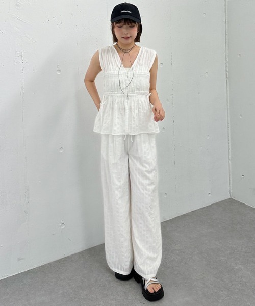 archives(アルシーヴ)の「【SET UP対応】ストライプイージーワイドパンツ(その他パンツ・レディース・ブラック/ブルー/オフホワイト・MEDIUM)」の10枚目の写真