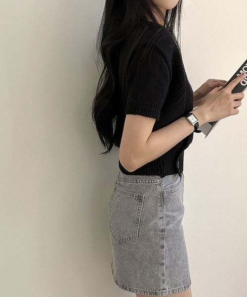 NinaetLina(ニナエリナ)の「カシュクールトップス(ニット/セーター・レディース・ブラック/グリーン/ホワイト・FREE)」の11枚目の写真