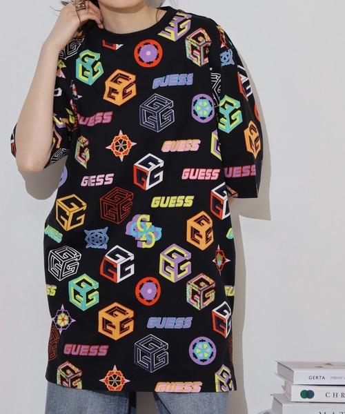 Guess（ゲス）の「GUESS CARINA LONG T-SHIRT TEEシャツ（Tシャツ/カットソー・レディース・ピンク/ブラック・S/XS/M）」の6枚目の写真