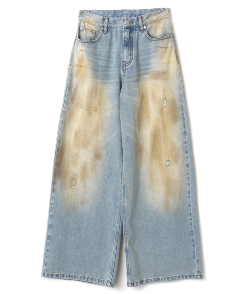 atmos pink（アトモスピンク）の「atmos pink Vintage Finished Denim / アトモス ピンク ヴィンテージ フィニッシュ デニム（デニムパンツ・レディース・ブルー/ブラック・M/S）」の2枚目の写真