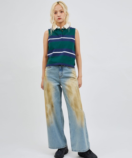 atmos pink（アトモスピンク）の「atmos pink Vintage Finished Denim / アトモス ピンク ヴィンテージ フィニッシュ デニム（デニムパンツ・レディース・ブルー/ブラック・M/S）」の11枚目の写真