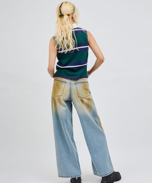 atmos pink（アトモスピンク）の「atmos pink Vintage Finished Denim / アトモス ピンク ヴィンテージ フィニッシュ デニム（デニムパンツ・レディース・ブルー/ブラック・M/S）」の15枚目の写真