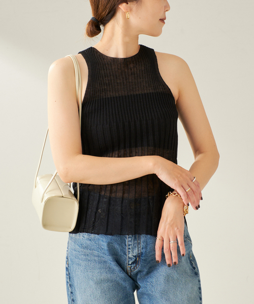 エンリカ サマーニット コットンリネン ENRICA / エンリカ SHEER RIB ノースリーブ（ニット/セーター