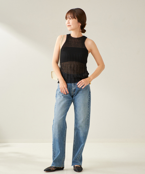 plage(プラージュ)の「ENRICA / エンリカ SHEER RIB ノースリーブ(ニット/セーター・レディース・オレンジ/ブラック/レッド・FREE)」の4枚目の写真