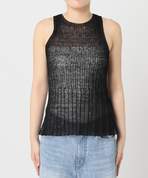 【18日までの掲載】SHEER RIB POLO ニット　グレー　plage plage（プラージュ）の「《追加》SHEER RIB POLO ニット（ニット