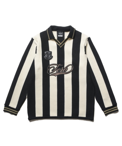 F.C.Real Bristol（エフシーレアルブリストル）の「STRIPE KNIT SHIRT（ニット/セーター・メンズ・ブラック/ライトブルー/バーガンディー・SMALL/MEDIUM/LARGE/X-LARGE/XX-LARGE）」の2枚目の写真