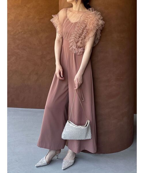 LAGUNAMOON（ラグナムーン）の「LADYバイカラーメロードッキングコンビネゾン 結婚式 お呼ばれ（パンツドレス・レディース・サーモンピンク/ブルー・MEDIUM/SMALL）」の2枚目の写真