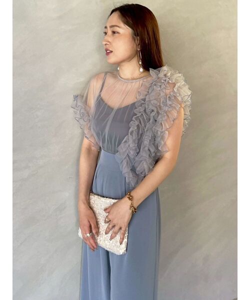 LAGUNAMOON（ラグナムーン）の「LADYバイカラーメロードッキングコンビネゾン 結婚式 お呼ばれ（パンツドレス・レディース・サーモンピンク/ブルー・MEDIUM/SMALL）」の5枚目の写真