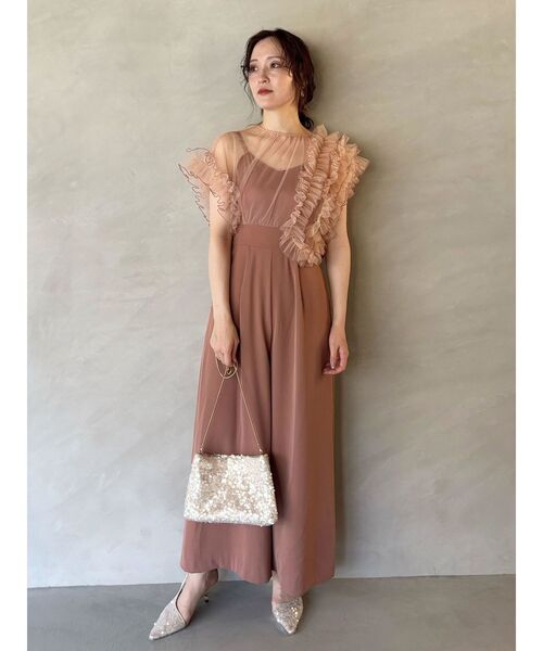 【ほぼ新品】 ラグナムーン チェックトップスアシンメトリーコンビネゾン M セール】【WEB限定】LADYチュールドッキングコンビネゾン