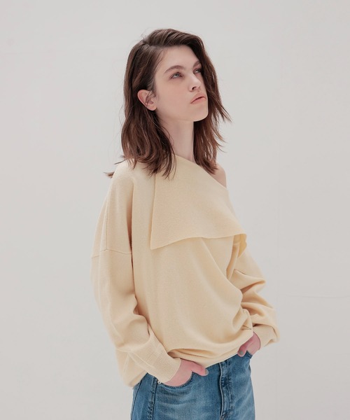 venit（ヴェニット）の「VENIT / ASYMMETRY KNIT PULLOVER(アシンメトリーニットプルオーバー VEK-7534-B)（ニット/セーター・レディース・ホワイト/イエロー・38）」の3枚目の写真