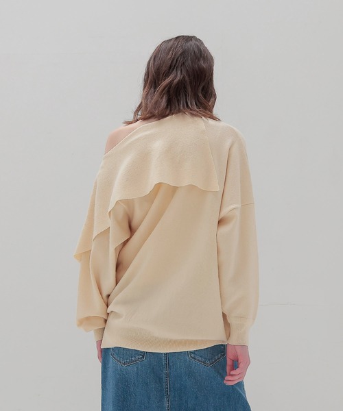 venit（ヴェニット）の「VENIT / ASYMMETRY KNIT PULLOVER(アシンメトリーニットプルオーバー VEK-7534-B)（ニット/セーター・レディース・ホワイト/イエロー・38）」の4枚目の写真