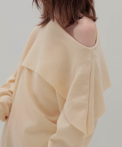 venit（ヴェニット）の「VENIT / ASYMMETRY KNIT PULLOVER(アシンメトリーニットプルオーバー VEK-7534-B)（ニット/セーター・レディース・ホワイト/イエロー・38）」の6枚目の写真