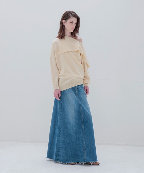 venit（ヴェニット）の「VENIT / ASYMMETRY KNIT PULLOVER(アシンメトリーニットプルオーバー VEK-7534-B)（ニット/セーター・レディース・ホワイト/イエロー・38）」の9枚目の写真