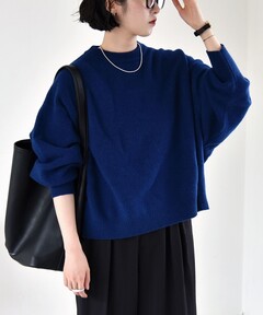 ベルルッティ カシミヤ混長袖ニット パープル 46 洗える！カシミヤタッチふんわり袖レースニット【美人百花掲載
