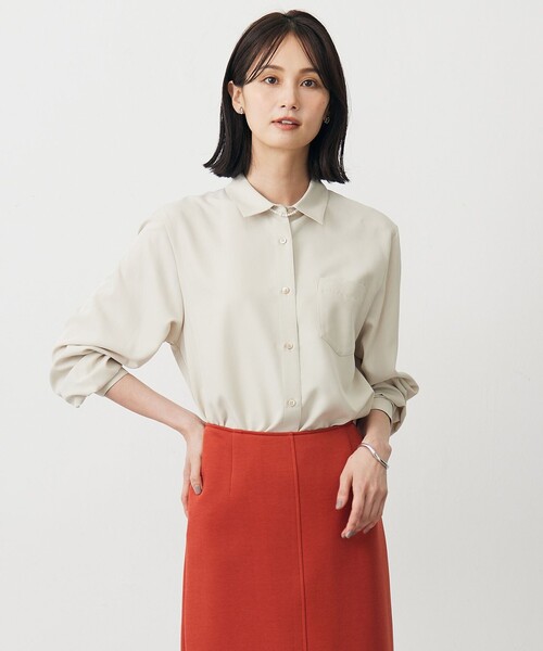 J.PRESS Ladies(J.プレス レディス)の「ピーチポプリン シャツ(シャツ/ブラウス・レディース・ベージュ系/黄土色系/ブラック系・XS)」の3枚目の写真