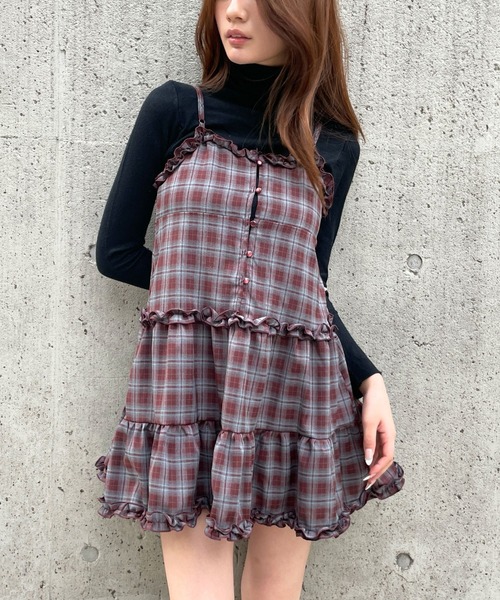 セール】【新色追加】3.3 Field Trip／2wayフリルチェックキャミ