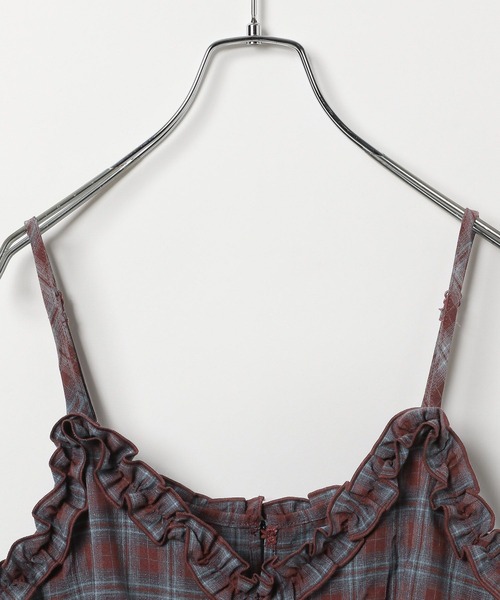 3.3 Field Trip （3.3フィールドトリップ）の「【新色追加】3.3 Field Trip／2wayフリルチェックキャミワンピース（ワンピース・レディース・ブラウン/ネイビー/ブラック/ドット・FREE）」の7枚目の写真