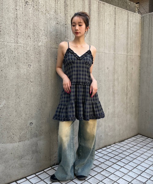 3.3 Field Trip （3.3フィールドトリップ）の「【新色追加】3.3 Field Trip／2wayフリルチェックキャミワンピース（ワンピース・レディース・ブラウン/ネイビー/ブラック/ドット・FREE）」の19枚目の写真