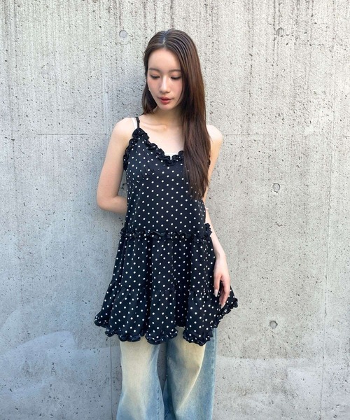 3.3 Field Trip （3.3フィールドトリップ）の「【新色追加】3.3 Field Trip／2wayフリルチェックキャミワンピース（ワンピース・レディース・ブラウン/ネイビー/ブラック/ドット・FREE）」の16枚目の写真