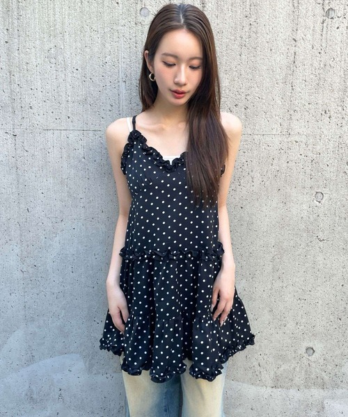 3.3 Field Trip （3.3フィールドトリップ）の「【新色追加】3.3 Field Trip／2wayフリルチェックキャミワンピース（ワンピース・レディース・ブラウン/ネイビー/ブラック/ドット・FREE）」の17枚目の写真