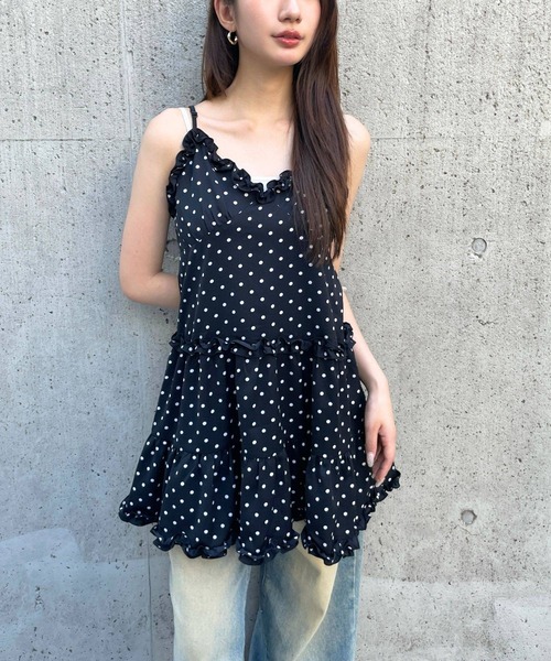 3.3 Field Trip （3.3フィールドトリップ）の「【新色追加】3.3 Field Trip／2wayフリルチェックキャミワンピース（ワンピース・レディース・ブラウン/ネイビー/ブラック/ドット・FREE）」の22枚目の写真