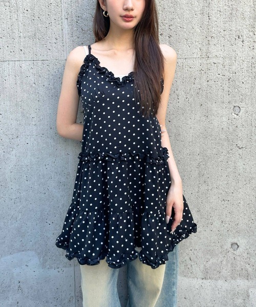 3.3 Field Trip （3.3フィールドトリップ）の「【新色追加】3.3 Field Trip／2wayフリルチェックキャミワンピース（ワンピース・レディース・ブラウン/ネイビー/ブラック/ドット・FREE）」の18枚目の写真