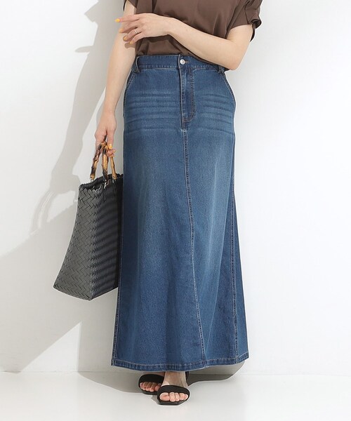 SHOO・LA・RUE(シューラルー)の「【洗える/S-LL】大人カジュアル デニムロングスカート(デニムスカート・レディース・ブルー/ネイビー・01/02/04/03)」の2枚目の写真