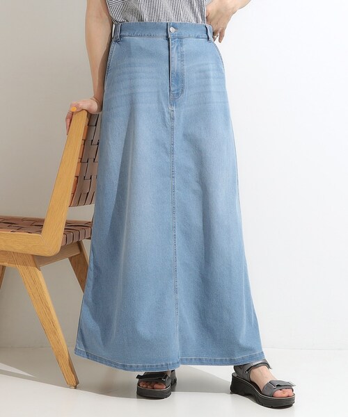 SHOO・LA・RUE(シューラルー)の「【洗える/S-LL】大人カジュアル デニムロングスカート(デニムスカート・レディース・ブルー/ネイビー・01/02/04/03)」の19枚目の写真