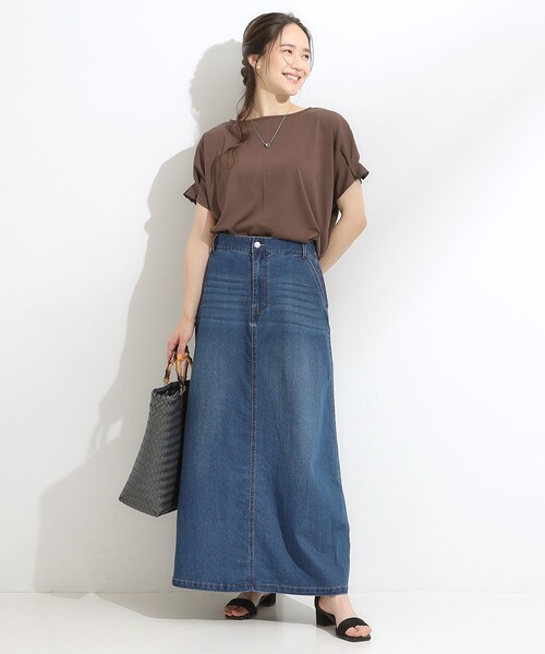 SHOO・LA・RUE(シューラルー)の「【洗える/S-LL】大人カジュアル デニムロングスカート(デニムスカート・レディース・ブルー/ネイビー・01/02/04/03)」の13枚目の写真