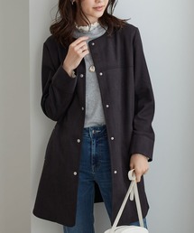 BELLUNA PLUS（ベルーナ）の「スエード調ノーカラーロング丈ジャケット（ノーカラージャケット）」