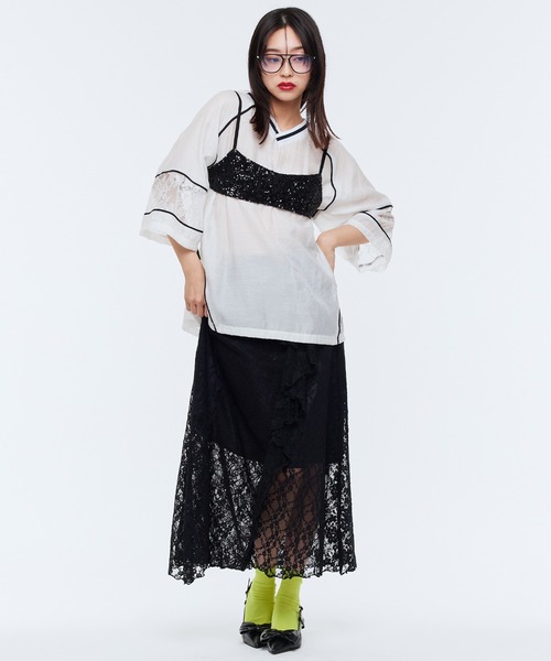 Narcissus（ナルシス）の「【MIDVEIN】ストリートレースＴシャツ（Tシャツ/カットソー・レディース・ホワイト・FREE）」の4枚目の写真