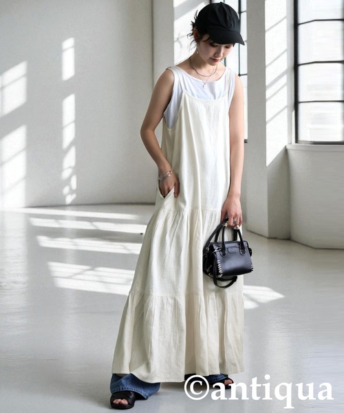 antiqua（アンティカ）の「レイヤードキャミワンピース（ワンピース・レディース・ブラック/ナチュラル・ONESIZE）」の21枚目の写真