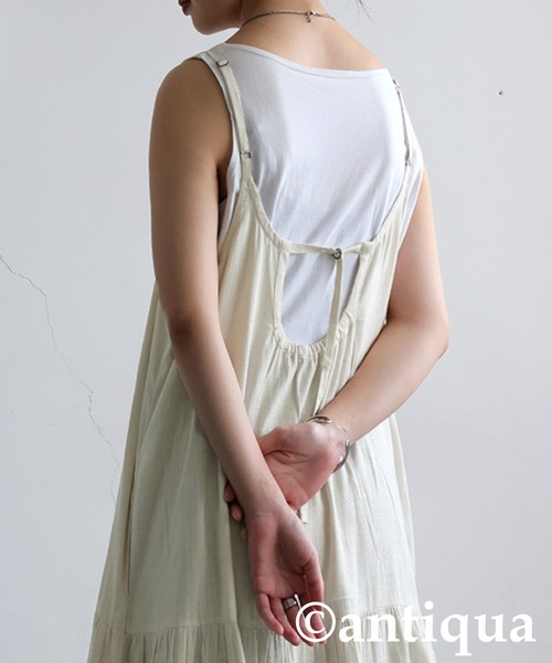 antiqua（アンティカ）の「レイヤードキャミワンピース（ワンピース・レディース・ブラック/ナチュラル・ONESIZE）」の11枚目の写真
