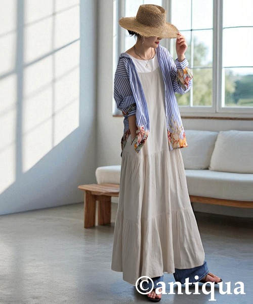 antiqua（アンティカ）の「レイヤードキャミワンピース（ワンピース・レディース・ブラック/ナチュラル・ONESIZE）」の12枚目の写真
