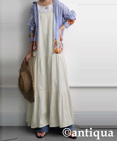 antiqua（アンティカ）の「レイヤードキャミワンピース（ワンピース・レディース・ブラック/ナチュラル・ONESIZE）」の13枚目の写真