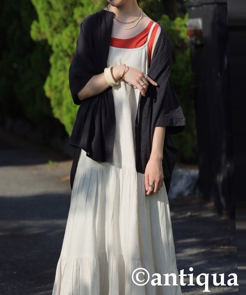 antiqua（アンティカ）の「レイヤードキャミワンピース（ワンピース・レディース・ブラック/ナチュラル・ONESIZE）」の14枚目の写真