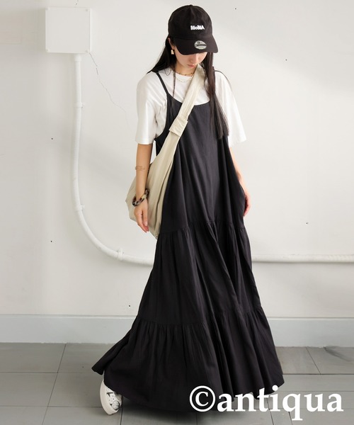 antiqua（アンティカ）の「レイヤードキャミワンピース（ワンピース・レディース・ブラック/ナチュラル・ONESIZE）」の22枚目の写真