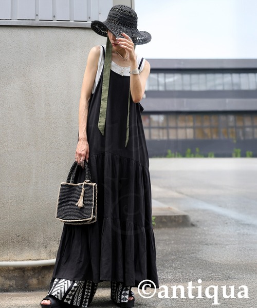 antiqua（アンティカ）の「レイヤードキャミワンピース（ワンピース・レディース・ブラック/ナチュラル・ONESIZE）」の18枚目の写真