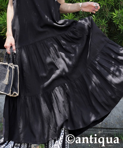 antiqua（アンティカ）の「レイヤードキャミワンピース（ワンピース・レディース・ブラック/ナチュラル・ONESIZE）」の19枚目の写真