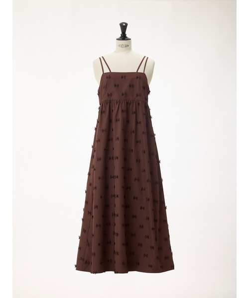 STRAWBERRY-FIELDS(ストロベリーフィールズ)の「ルバンタフタ_リボン刺しゅうタフタジャンパースカート(ジャンパースカート・レディース・ブラック/ブラウン・2)」の3枚目の写真