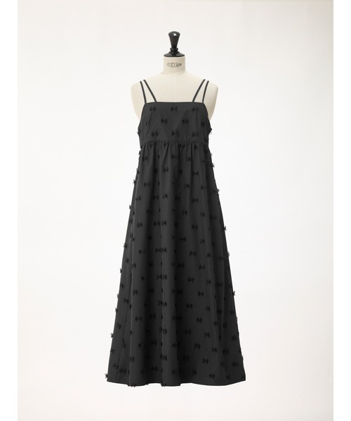 STRAWBERRY-FIELDS(ストロベリーフィールズ)の「ルバンタフタ_リボン刺しゅうタフタジャンパースカート(ジャンパースカート・レディース・ブラック/ブラウン・2)」の5枚目の写真