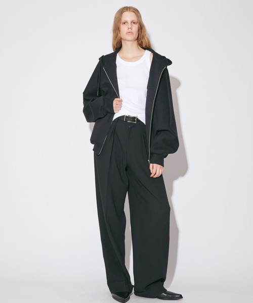 beautiful people（ビューティフルピープル）の「compact double      jersey zip up parka（パーカー・レディース・ブラック/グレー・40/38/36）」の3枚目の写真